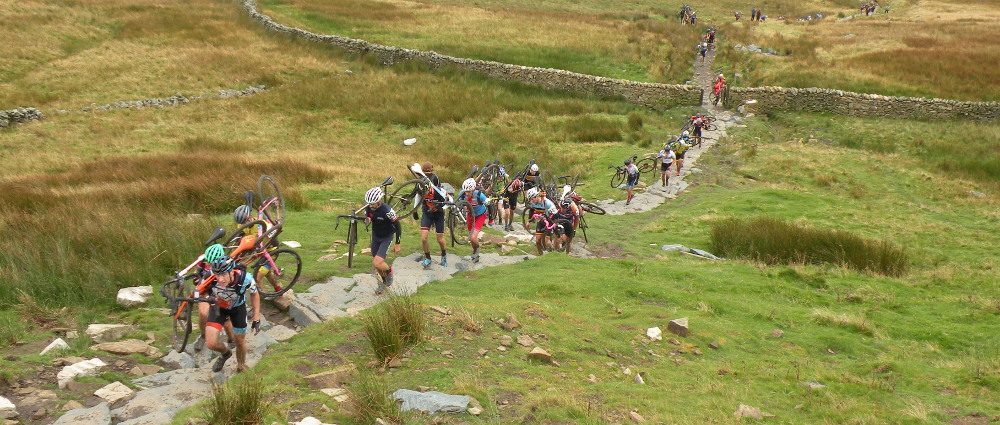 Three Peaks Cyclo-cross Race ascending Whernside