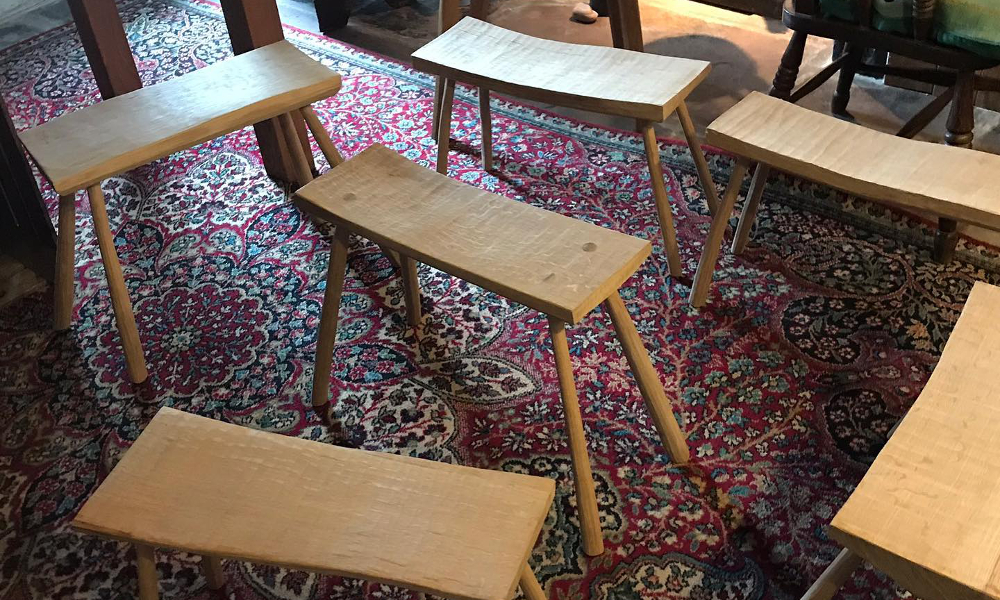 A selection of oak stools